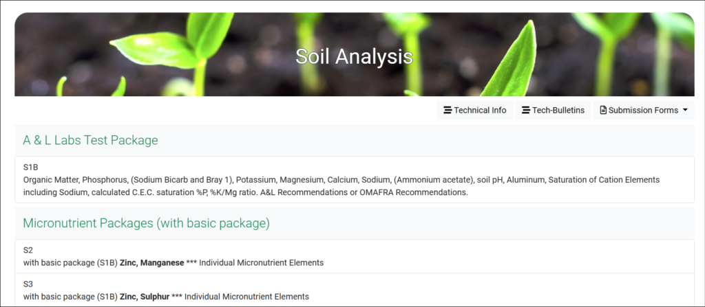 A&L soil labs testing website