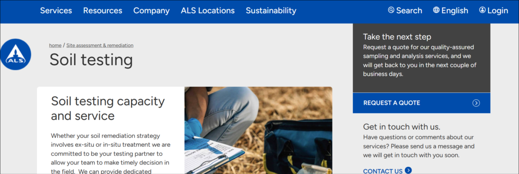 ALS Canada soil testing lab in Canada