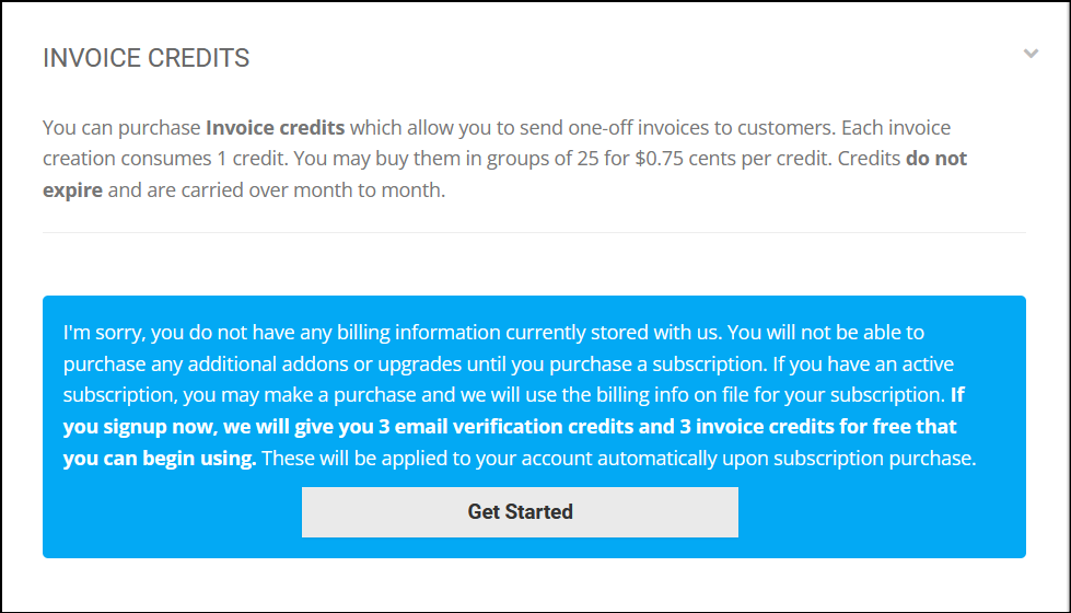 Invoice credit system