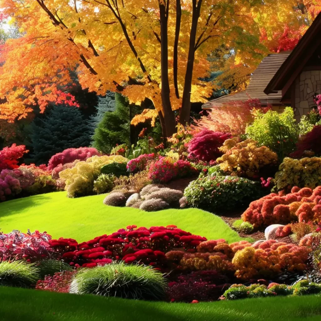 landscaping in autumn in Canada