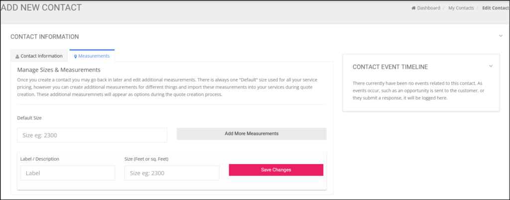 new contact manual property size