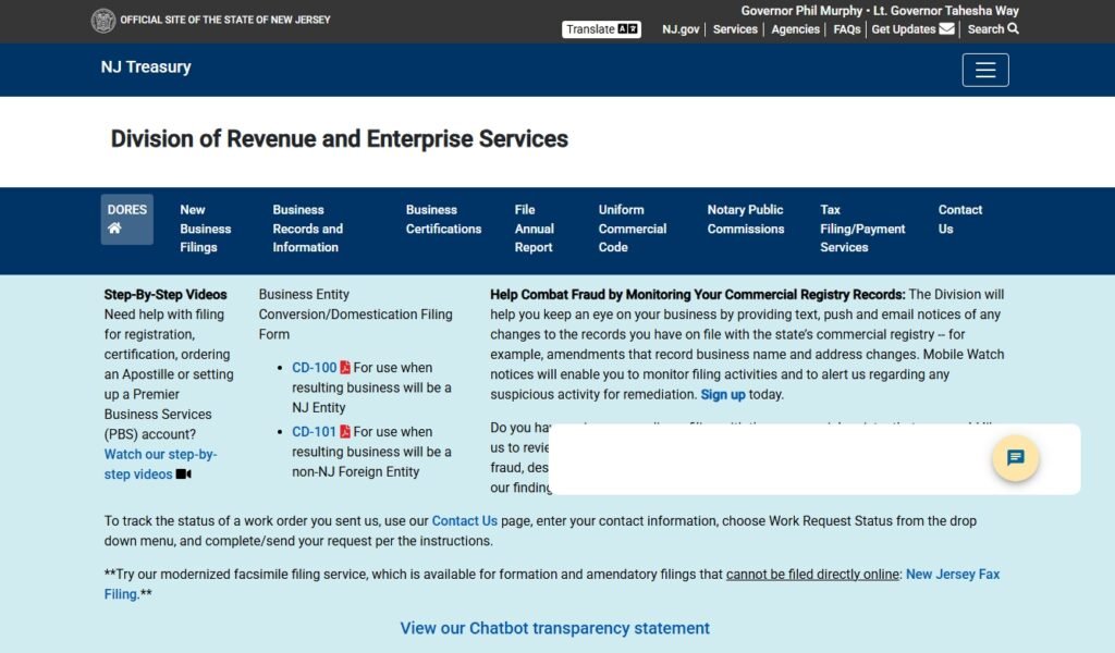 New Jersey Division of Revenue and Enterprise Services.