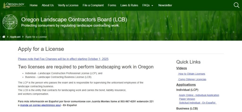 Oregon Landscape Contractor Board