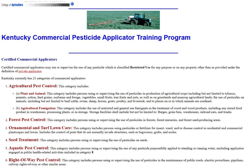 Kentucky Pesticide Applicator Training Program