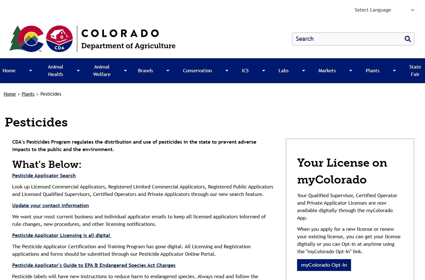 pesticides colorado