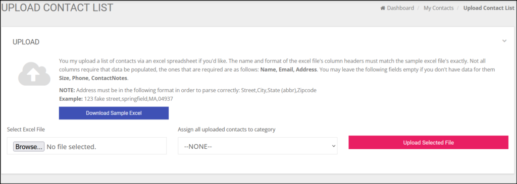 projectquoting contact bulk upload