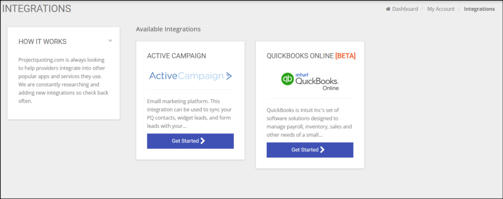 projectquoting integrations