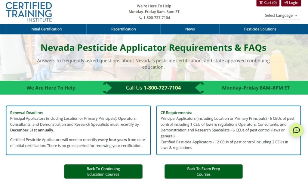 Requirements and FAQs regarding the Nevada Pesticide Applicator License.