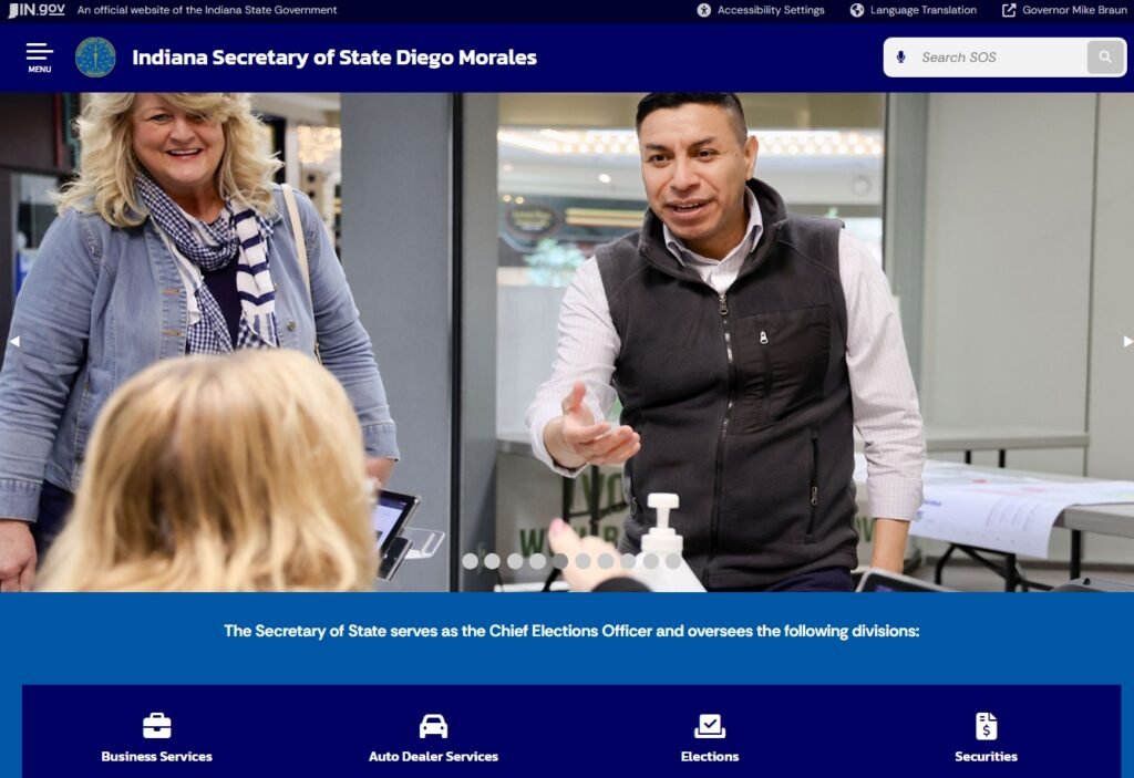 Indiana Secretary of State for Business Registration