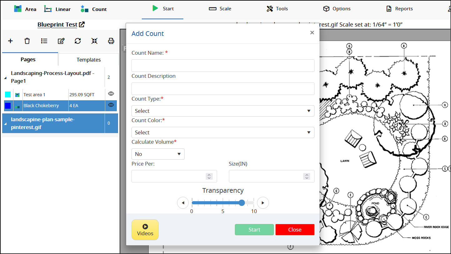 square takeoff reuse count layer